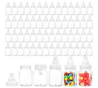 Tebery Lot de 72 mini bouteilles de lait réutilisables en plastique transparent pour fête prénatale - 8,9 cm - Fournitures pour décoration de nouveau-né, anniversaire, baptême