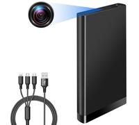 Tebetu Caméra Espion Discrète HD 1080P, 10000mAh Power Bank Caméra Cachée sans WiFi, Mini Camera Espion Portable, Spy cam avec Audio et Vision Nocturne pour Activités intérieures et extérieures