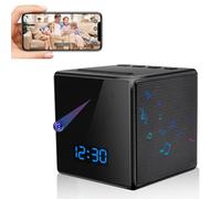 Tebetu Enceinte Bluetooth avec Caméra WiFi, Caméra Cachée Portable HD 1080P, Micro Camera Espion Intérieur/Extérieur avec Vision Nocturne, Détection de Mouvement et Lecture Musicale, Réveil