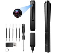 Tebetu Stylo Caméra Portable HD 1080P, Stylo Espion Micro Caméra Cachée，Mini Camera Espion sans Fil Invisible, Spy Cam pour Vidéo/Photo avec Enregistrement en Boucle pour intérieure/extérieure