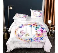 Tebeu88 Anime papillon 3D : parure de lit 3 pièces, parure de lit une pièce, deux taies d'oreiller, pas de housse de couette, (style 9, King 240 x 220 cm (sans housse de couette))
