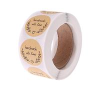 TEBI Home&Kitchen Crafts Lot de 500 autocollants ronds en papier kraft fait main avec amour