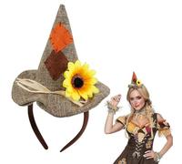 TEBIEKOY Chapeau d'épouvantail unisexe - Accessoires de costume mini épouvantail pour adultes et enfants - Marron clair