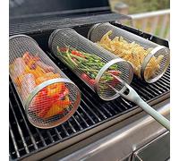 Tebinzi Barbecue en Acier Inoxydable | Paniers À Griller Cylindriques | Accessoires Barbecue Panier grillagé Grille avec Crochet, Légumes, Crevettes, Steak Et Poulet