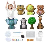 Tebinzi Peinture en plâtre | Peinture Bricolage pour Moule en plâtre Parent-Enfant | Ensemble d'art et d'artisanat pour avec 6 Formes moules en plâtre Dinosaure et Stylo Aquarelle 12