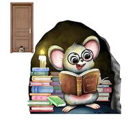 Tebinzi Plinthe Autocollant Souris - Stickers Muraux Animaux | Mignon Livre Lecture Souris pépinière Stickers muraux Dessin animé décalcomanies Brillant la Nuit pour Prise