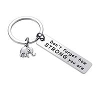 Teblacker Porte-clés inspirant éléphant « Don't Forget How Strong You are », cadeau de meilleurs amis, amoureux des éléphants, cadeau de remise de diplôme pour homme, femme, adolescent, argenté,