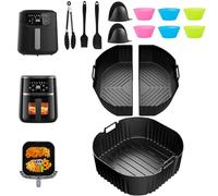 TEBOKHAD 23cm Moule Silicone Air Fryer pour Série 2000 6.2L, Silicone Accessoires Air Fryer pour 6.2L NA230, Turbo-Blaze 5,5L 6L 6,2L, Réutilisable Plat Airfryer (2 X 3.1L + 1 X 6.2L)