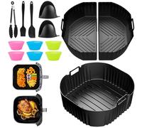 TEBOKHAD 3 Pièces Moule Silicone Air Fryer, Plat Air Fryer Accessoires pour Philips 2000 Série NA230 XL 6,2L, Cosori Turbo-Blaze 5,5L 6L 6,2L, 23cm Réutilisable Airfryer Accessoires