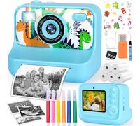 TEBOKHAD Appareil Photo Instantané Enfant, 1080p Appareil Photo Enfant avec Carte 32g, Papier d'impression & Crayons De Couleur, écran 2.4 Pouces pour Enfant Garçons Filles De 3-14 Ans Cadeau De Noël