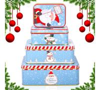 TEBOKHAD Boîtes à Biscuits De Noël, 4PCS Ensemble De Boite a Biscuit Metal, Boite a Biscuit Noel Avec Couvre, Bonbonnière Set, Boîte à Biscuits Pour Pâtisseries,Collations Et Cadeaux