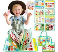 TEBOKHAD Busy Board, Jouets d'Activité, Quiet Book, Livre Occupé de Ferme Montessori,Planche D'activités Jouet éducatif Sensoriel Préscolair,Jouet Montessori Cadeau pour Enfants Garçon Fille 1 2 3 Ans