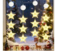 TEBOKHAD Decoration Noel Fenetre Lumineuse, 4 Pièces Decoration Noel Fenetre Ventouse, Fenêtre Décorative De Noël Avec étoile, Guirlande Fenetre Intérieur