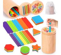 TEBOKHAD Jeux Montessori 3 Ans, 3 en 1 Jouet Enfant 3 4 Ans, Apprendre Les Couleurs Jeu Educatif 3 4 Ans avec Sac De Rangement, Jeux Voyage, Jeux Montessori 3 Ans, Cadeau Fille Garcon