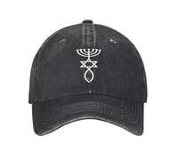 TEBTRGK Jérusalem Sceau messianique Icthys David Star Jésus Rétro Cowboy Lavé Casquettes de Baseball Garçon Denim Papa Chapeaux Femme Randonnée Casquette à visière