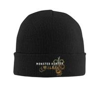 TEBTRGK Jeu Monster Hunter Wilds Bonnet Chapeaux Bonnet Chapeaux Hommes Femmes Mignon Kpop Tricoté Chapeau Automne Imprimé Casquettes Élastiques