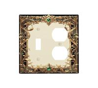 TebuTeak Couvercles de prise de courant décoratifs abstraits de luxe en marbre bleu doré à 2 interrupteurs - Plaques murales duplex simples pour interrupteur électrique pour chambre à coucher