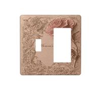 TebuTeak Couvercles de prise de courant décoratifs rustiques bleu pivoine fleur oiseau 2 interrupteurs plaque simple à bascule 1 plaque murale à bascule pour interrupteur électrique pour chambre à