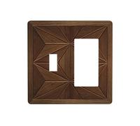 TebuTeak Couvercles de prise de courant décoratifs vintage en bois marron foncé à 2 interrupteurs - Plaque murale à bascule pour interrupteur électrique pour décoration d'intérieur de ferme