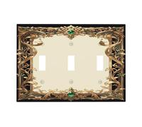 TebuTeak Plaque murale décorative abstraite de luxe en marbre bleu doré à 3 interrupteurs à bascule pour interrupteur électrique triple à bascule, couverture de prise de courant, plaque frontale pour