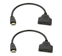 Tec-Digi Lot de 2 câbles répartiteurs HDMI mâle 1080p vers Double HDMI Femelle 1 vers 2 Voies pour lecteurs DVD/PS3/HDTV/STB et la Plupart des projecteurs LCD