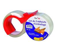 TEC HIT 100080 - Lots de 2 adhésifs d'emballage - En PVC - Transparent avec Devidoir - Ultra résistant
