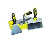 TEC HIT 515314 - Kit de Maçonnerie : 1 Auge, 1 Platoir et 2 Truelles - Jaune/Noir