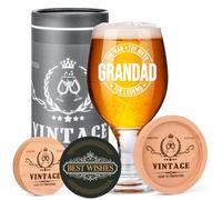 Tecanne Cadeaux d'anniversaire pour grand-père, cadeau de fête des pères, cadeaux de grand-père de la part d'une petite-fille et d'un petit-fils, verres à bière personnalisés de 414 ml, cadeaux de