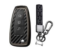 TECART Coque de clé à rabat en carbone pour Ford Focus 3 MK3 ST RS Ecosport Kuga Escape Fiesta Protection 3 boutons Noir