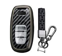 TECART Coque de clé de Voiture Compatible avec Audi A1 A2 A3 A4 A5 A6 A7 A8 A4L A6L A8L Q1 Q3 Q5 Q7 Q8 S1 S3 S4 S5 PVC Porte-clés Keyless Go Protection 3 Boutons en Fibre de Carbone, a-Noir, 3-Taste
