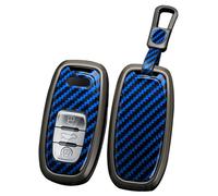 TECART Coque de clé de voiture compatible avec Audi A1 A2 A3 A4 A5 A6 A7 A8 A4L A6L A8L Q1 Q3 Q5 Q7 Q8 S1 S3 S4 S5 PVC Porte-clés Keyless Go Protection 3 boutons en fibre de carbone, b-bleu, 3-Taste