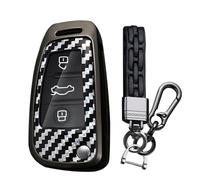 TECART Coque de clé de voiture compatible avec Audi A1 A3 A4 A6 A8 Quattro Q2 Q3 Q7 S3 S6 RS3 RS6 R8 TT TTS - Porte-clés en PVC - Protection Keyless Go - 3 boutons - Fibre de carbone, A-blanc.,
