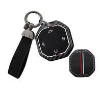 TECART Coque de clé de voiture compatible avec Chery Jetour Traveller T2 2023 2024 - En métal - Silicone - 4 boutons - Motif fibre de carbone - Porte-clés - Long B
