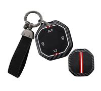 TECART Coque de clé de voiture compatible avec Chery Jetour Traveller T2 2023 2024 - En métal - Silicone - 4 boutons - Motif fibre de carbone - Porte-clés - Long A