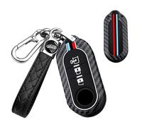 TECART Coque de clé de voiture compatible avec Fiat 500L 500L MPV Punto Vauxhall Opel Combo Citroën Peugeot Boxer Métal Silicone 3 boutons - Tissage A