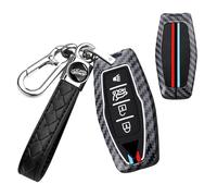 TECART Coque de clé de voiture compatible avec Mitsubishi Outlander 2021-2024, en métal, en silicone, 4 boutons, tissage B