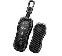 TECART Coque de clé de voiture compatible avec Porsche 911 958 971 996 997 987 987 GT3 9YA Macan Boxster Carrera Taycan Panamera Cayman Cayenne PVC Porte-clés Keyless Go Protection 4 boutons Fibre de