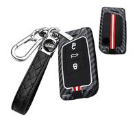 TECART Coque de clé de voiture compatible avec Volkswagen Arteon Atlas, Golf Alltrack, Jetta, Passat, Tiguan, Skoda Kodiaq, Coque de clé en silicone 3 boutons - Tissage B