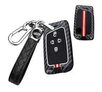 TECART Coque de clé de voiture compatible avec Volkswagen Arteon Atlas, Golf Alltrack, Jetta, Passat, Tiguan, Skoda Kodiaq, Coque de clé en silicone, 4 boutons, tissage B