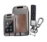 TECART Coque de clé de voiture compatible avec Volvo S60 S80 S90 V40 V50 V60 V70 V90 VC60 VC70 XC40 XC60 XC70 Alliage de zinc Cuir TPU Smart Clé à distance 5/6 boutons Tissage marron