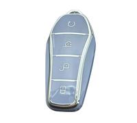 TECART Coque de clé de voiture - Convient pour BYD Atto 3 Han Tang Song Pro-DM-i Yuan Qin Seal Dolphin TPU - Protection de clé - Porte-clés - 4 boutons - Bleu
