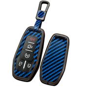 TECART Coque de clé de voiture - Convient pour Ford Mondeo Fiesta Focus Galaxy Mustang Kuga Fusion Titanium - Boîtier de clé intelligent en métal - 3 boutons, a-bleu, 3-Taste