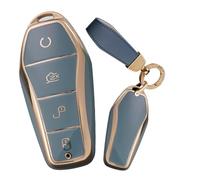 TECART Coque de clé de voiture en TPU pour clé de voiture - Convient pour BYD Atto 3 Han Tang Song Pro-DM-i Yuan Qin Seal Dolphin - Porte-clés - 4 boutons - Gris