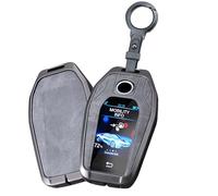 TECART Coque de clé de voiture intelligente pour BMW 5 6 7 Series G30 G31 G32 GT G11 G12 X3 G01 X4 G02 X5 G05 X7 G07 - Étui en cuir - Gris