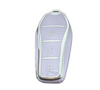 TECART Coque de clé de voiture pour BYD Atto 3 Han Tang Song Pro-DM-i Yuan Qin Seal Dolphin TPU Clé de Voiture Coque de Protection de clé Porte-clés 4 boutons Violet