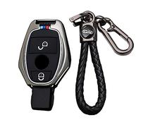 TECART Coque de clé pour Mercedes-Benz Classe A B C E S G M Classe Porte-clés Accessoires Protecteur 2/3 boutons, 2 Bouton-noir, 2 button-Black
