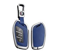 TECART Coque de protection intelligente pour clé de voiture MG 4 EV MG EHS EZS EV GT HS ZS ZX MG4 MG5 MG6 pour Roewe RX3 RX5 Étui de protection en cuir pour clé A 3 boutons, Bleu argenté, 3-Taste