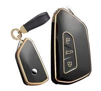 TECART Coque de protection pour clé de voiture à 3 boutons pour VW Volkswagen Golf 8 MK8 GTI GTD Seat Tarraco Ateca Cupra Formentor Leon Skoda Octavia, Noir , 3 buttons