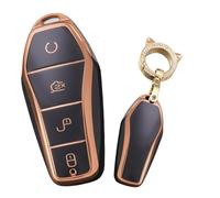 TECART Étui de clé à télécommande intelligente - Convient pour BYD Atto 3 Han Tang Song Pro-DM-i Yuan Qin Seal Dolphin - Porte-clés de voiture en TPU - 4 boutons - Noir