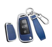 TECART Étui de e voiture à rabat en cuir - Convient pour Audi A1 A3 A4 A6 A8 Quattro Q2 Q3 Q7 S3 S6 RS3 RS6 R8 TT TTS - Portable - Étui de protection intelligent - Accessoire 3 boutons B - Argent